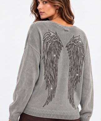 Jersey de Pico con Alas Strass
